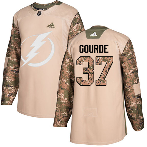 Adidas Lightning #37 Yanni Gourde Camo Authentic Veterans Day Stitched NHL Jersey